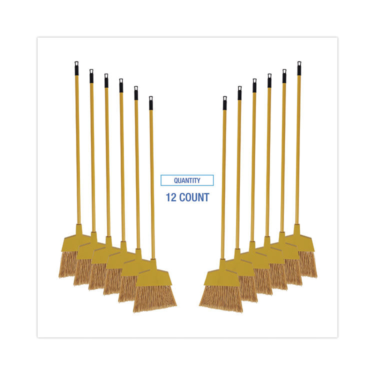 Boardwalk® Corn Fiber Angled-Head Lobby Brooms, 55" Handle, Yellow, 12/Carton (BWKBRMAXIL) Case of 12