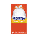 Hefty® Easy Flaps Trash Bags, 13 gal, 0.8 mil, 23.75" x 28", White, 80/Box (PCTE84563)