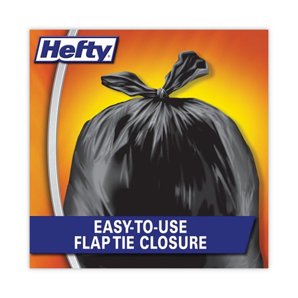 Hefty® Easy Flaps Trash Bags, 30 gal, 0.85 mil, 30" x 33", Black, 40 Bags/Box, 6 Boxes/Carton (RFPE27744CT)