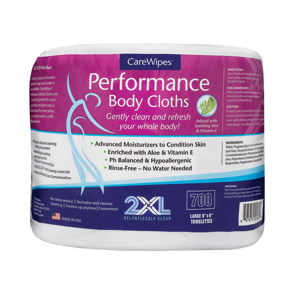 2XL Performance Body Cloths, 1-Ply, 6 x 8, Unscented, White, 700/Pack, 2 Packs/Carton (TXLL336)