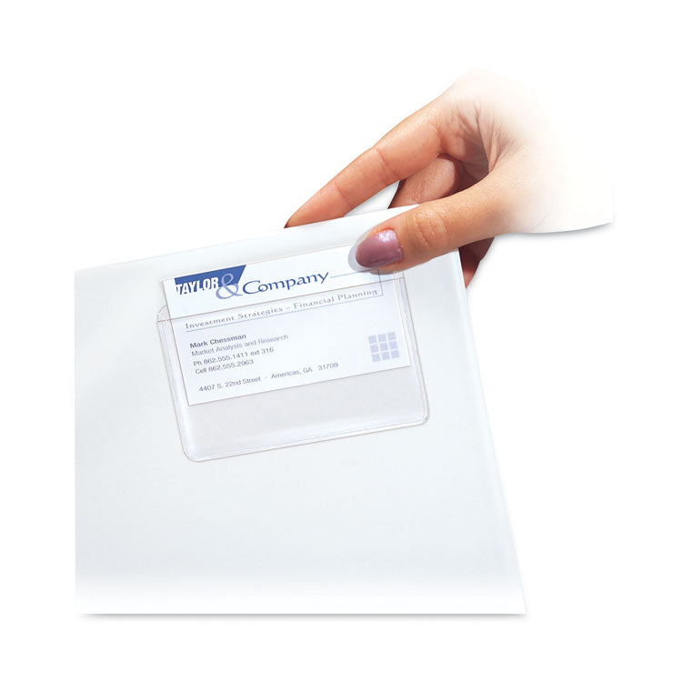 C-Line® Self-Adhesive Business Card Holders, Top Load, 2 x 3.5, Clear, 10/Pack (CLI70257)