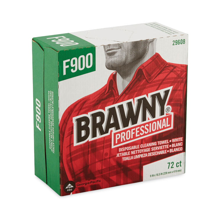 Brawny® Professional FLAX 900 Heavy Duty Cloths, 9 x 16.5, White, 72/Box, 10 Box/Carton (GPC29608) Case of 720