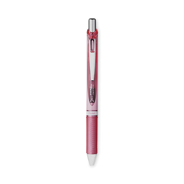 Pentel® EnerGel RTX Gel Pen, Retractable, Medium 0.7 mm, Black Ink, Pink/Silver Barrel, 3/Pack (PENBL77PBP3ABC)