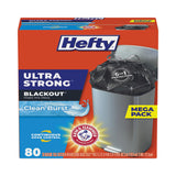 Hefty® Ultra Strong BlackOut Tall-Kitchen Drawstring Bags, 13 gal, 0.9 mil, 23.75" x 24.88", Black, 80/Box (PCTE88352)