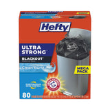 Hefty® Ultra Strong BlackOut Tall-Kitchen Drawstring Bags, 13 gal, 0.9 mil, 23.75" x 24.88", Black, 80 Bags/Box, 3 Boxes/Carton (PCTE88352CT)