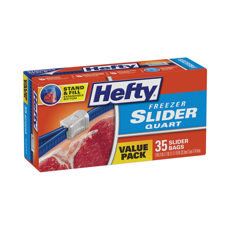 Hefty® Slider Bags, 1 qt, 2.5 mil, 7" x 8", Clear, 35/Box (RFPR82235)