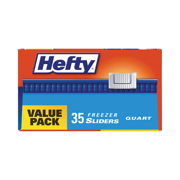 Hefty® Slider Bags, 1 qt, 2.5 mil, 7" x 8", Clear, 35 Bags/Box, 9 Boxes/Carton (RFPR82235CT)
