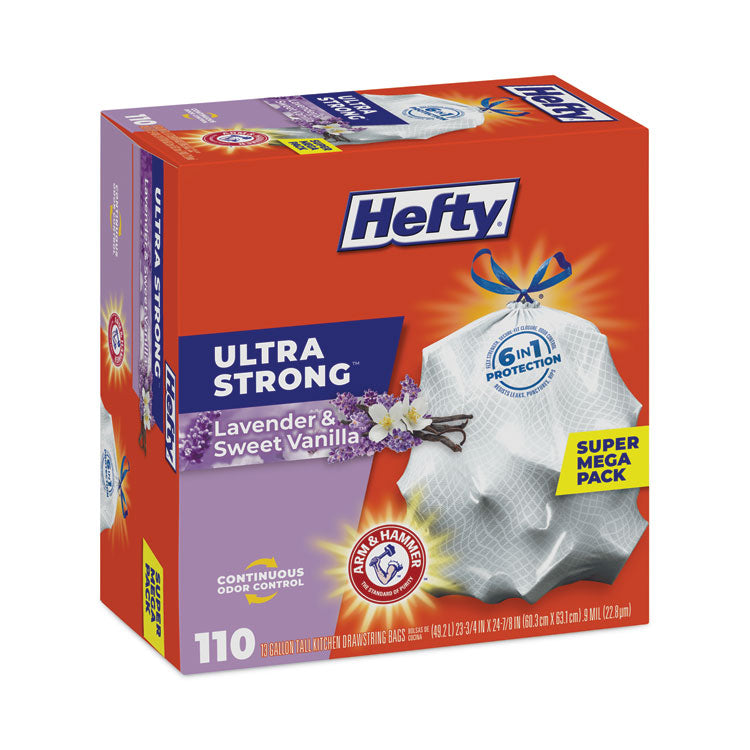 Hefty® Ultra Strong Scented Tall White Kitchen Bags, 13 gal, 0.9 mil, 23.75" x 24.88", White, 110/Box (PCTE88366) Box of 120