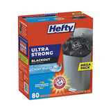 Hefty® Ultra Strong BlackOut Tall-Kitchen Drawstring Bags, 13 gal, 0.9 mil, 23.75" x 24.88", Black, 80/Box (PCTE88352)