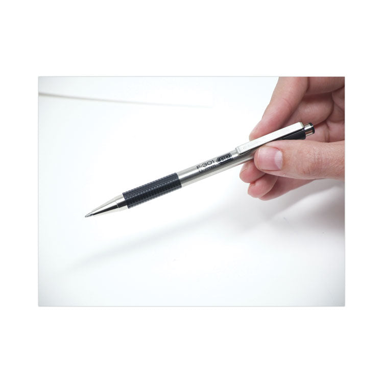 Zebra® F-301 Ballpoint Pen, Retractable, Fine 0.7 mm, Black Ink, Stainless Steel/Black Barrel (ZEB27110) Each