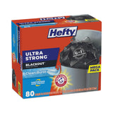 Hefty® Ultra Strong BlackOut Tall-Kitchen Drawstring Bags, 13 gal, 0.9 mil, 23.75" x 24.88", Black, 80 Bags/Box, 3 Boxes/Carton (PCTE88352CT)