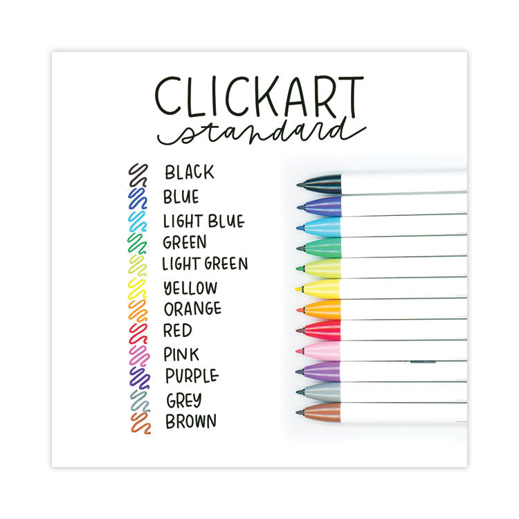 Zebra® ClickArt Porous Point Pen, Retractable, Fine 0.6 mm, Assorted Ink and Barrel Colors, 12/Pack (ZEB69012)