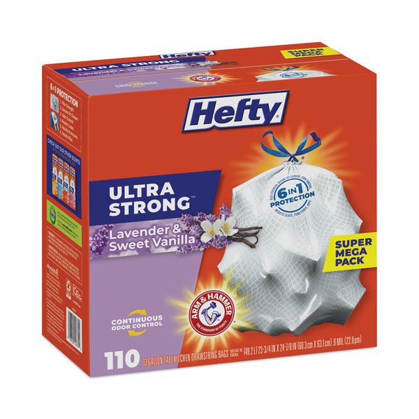Hefty® Ultra Strong Scented Tall White Kitchen Bags, 13 gal, 0.9 mil, 23.75" x 24.88", White, 110 Bags/Box, 3 Boxes/Carton (PCTE88366CT)