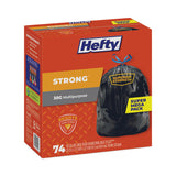 Hefty® Strong Multipurpose Drawstring Trash Bags, 30 gal, 1.1 mil, 30" x 33", Black, 74/Box (PCTE85274)