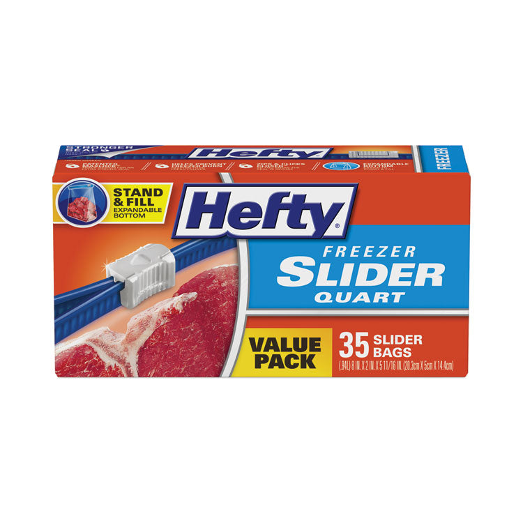 Hefty® Slider Bags, 1 qt, 2.5 mil, 7" x 8", Clear, 35/Box (RFPR82235)