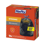 Hefty® Strong Multipurpose Drawstring Trash Bags, 30 gal, 1.1 mil, 30" x 33", Black, 74/Box (PCTE85274) Box of 74