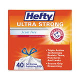 Hefty® Ultra Strong Tall Kitchen and Trash Bags, 13 gal, 0.9 mil, 23.75" x 24.88", White, 40 Bags/Box, 6 Boxes/Carton (RFPE88338CT) Case of 240