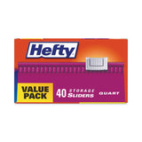Hefty® Slider Stand and Fill Food Storage Bags, Quart, 8" x 7", Clear, 40 Bags/Box, 9 Boxes/Carton (RFPR88075CT) Case of 360