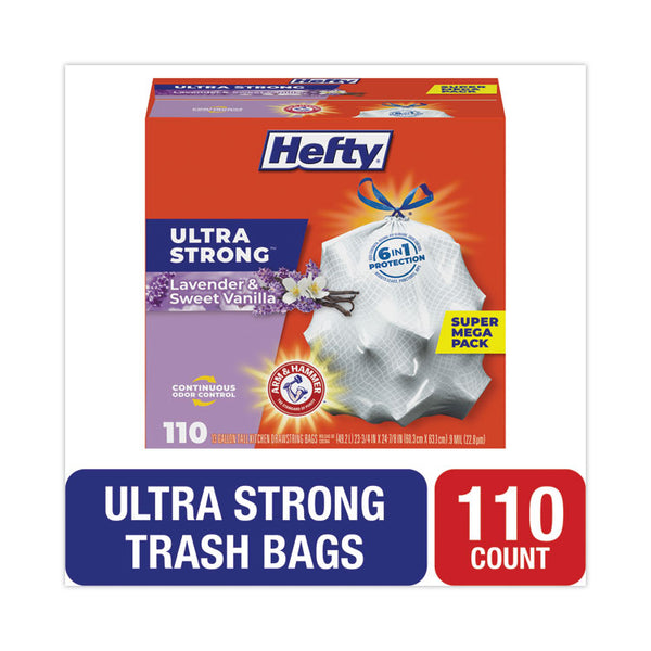 Hefty® Ultra Strong Scented Tall White Kitchen Bags, 13 gal, 0.9 mil, 23.75" x 24.88", White, 110/Box (PCTE88366)
