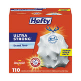 Hefty® Ultra Strong Tall Kitchen and Trash Bags, 13 gal, 0.9 mil, 23.75" x 24.88", White, 110 Bags/Box, 3 Boxes/Carton (PCTE88368CT) Case of 330