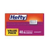 Hefty® Slider Bags, 1 qt, 1.5 mil, 8" x 7", Clear, 40 Bags/Box, 9 Boxes/Carton (RFPR81240CT)
