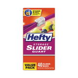 Hefty® Slider Bags, 1 gal, 1.5 mil, 10.56" x 11", Clear, 30 Bags/Box, 9 Boxes/Carton (RFPR81430CT)