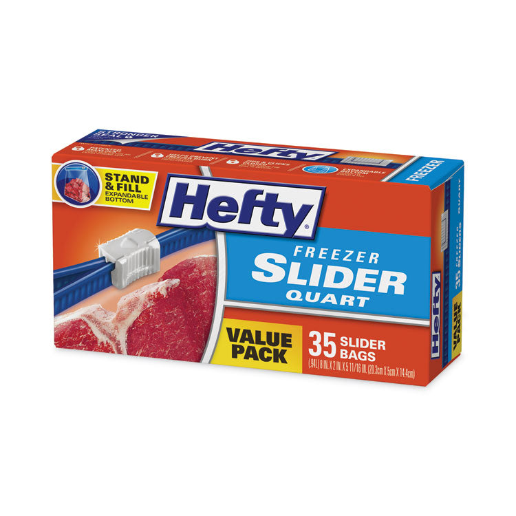 Hefty® Slider Bags, 1 qt, 2.5 mil, 7" x 8", Clear, 35/Box (RFPR82235)