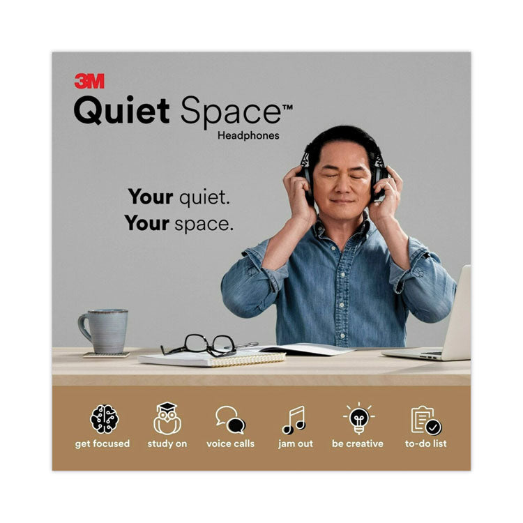 3M™ Quiet Space Headphones, Black (MMMQUIETSPSIOC)
