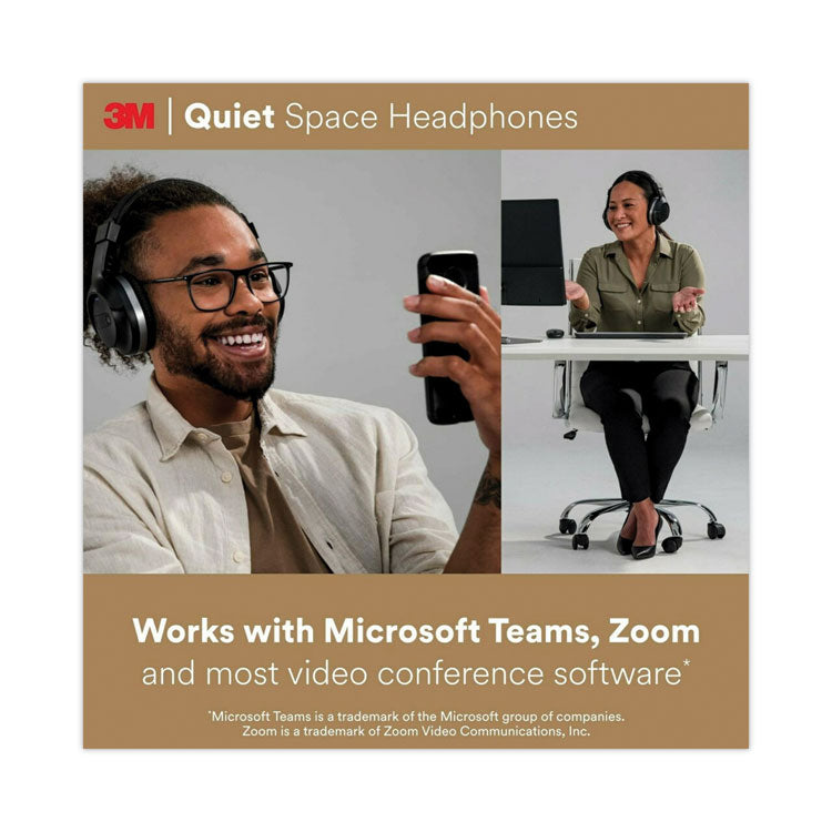 3M™ Quiet Space Headphones, Black (MMMQUIETSPSIOC)