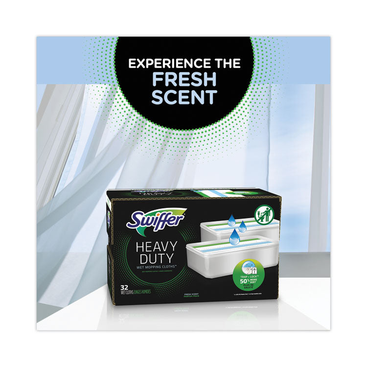 Swiffer® Heavy-Duty Wet Refill Cloths, 10 x 8, Open Window Fresh, 20/Tub, 6 Tubs/Carton (PGC76472)