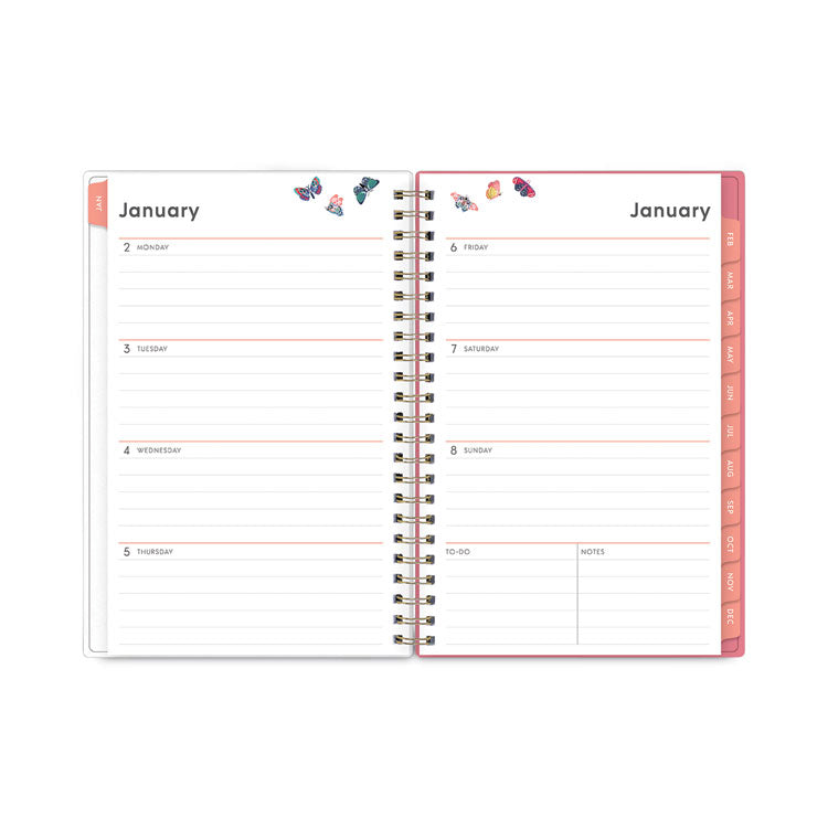 Fly By Frosted Weekly/Monthly Planner, Butterflies Artwork, 8 x 5, Blush/Pink Cover, 12-Month (Jan to Dec): 2025 (BLS140196) Each