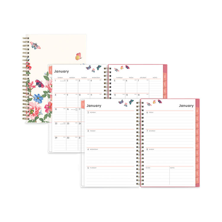 Fly By Frosted Weekly/Monthly Planner, Butterflies Artwork, 8 x 5, Blush/Pink Cover, 12-Month (Jan to Dec): 2025 (BLS140196) Each