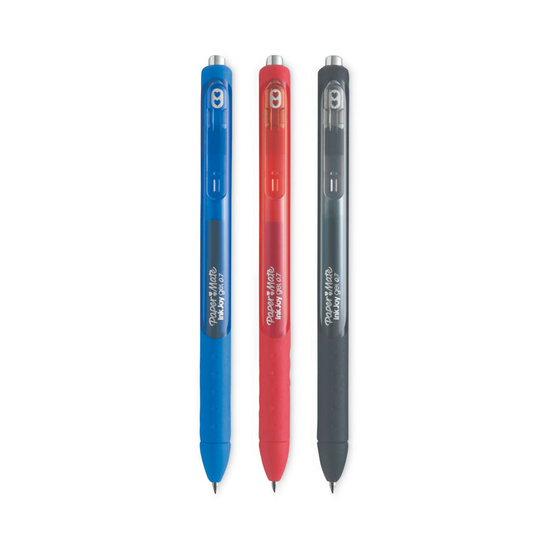 Papermate Retractable Gel Pens, .7mm, 3/PK, Ast Barrel/Ink (PAP1951639) Pack of 3