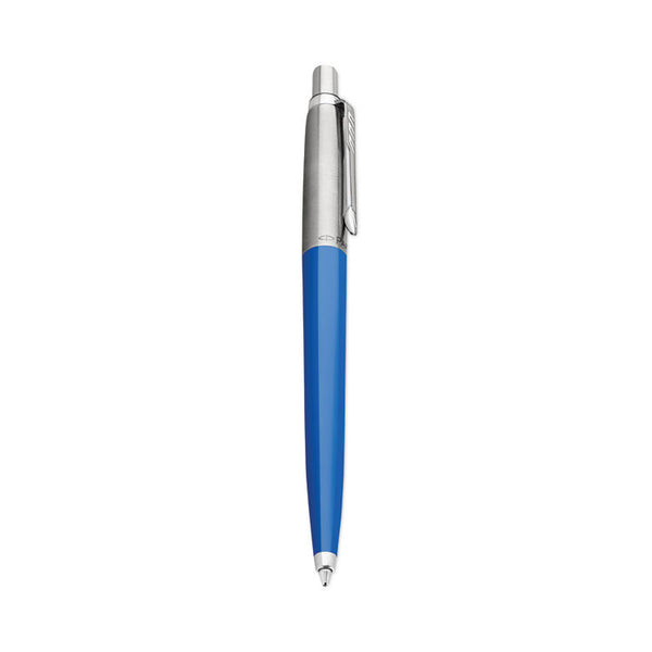 Parker® Jotter Ballpoint Pen, Retractable, Medium 0.7 mm, Blue Ink, Royal Blue/Chrome Barrel (PAR2076052)