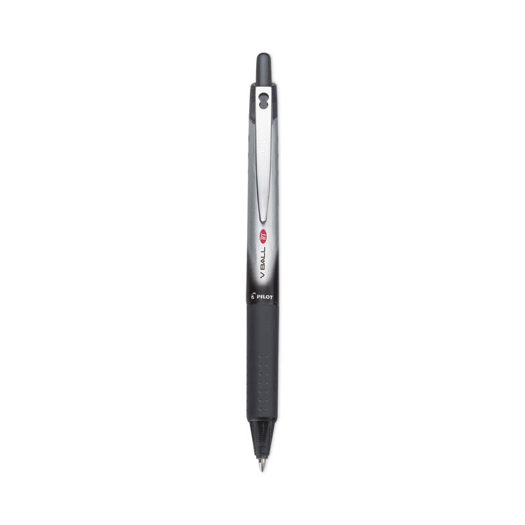 Pilot® VBall RT Liquid Ink Roller Ball Pen, Retractable, Fine 0.7 mm, Black Ink, Black/White Barrel, Dozen (PIL26206) 1 Dozen