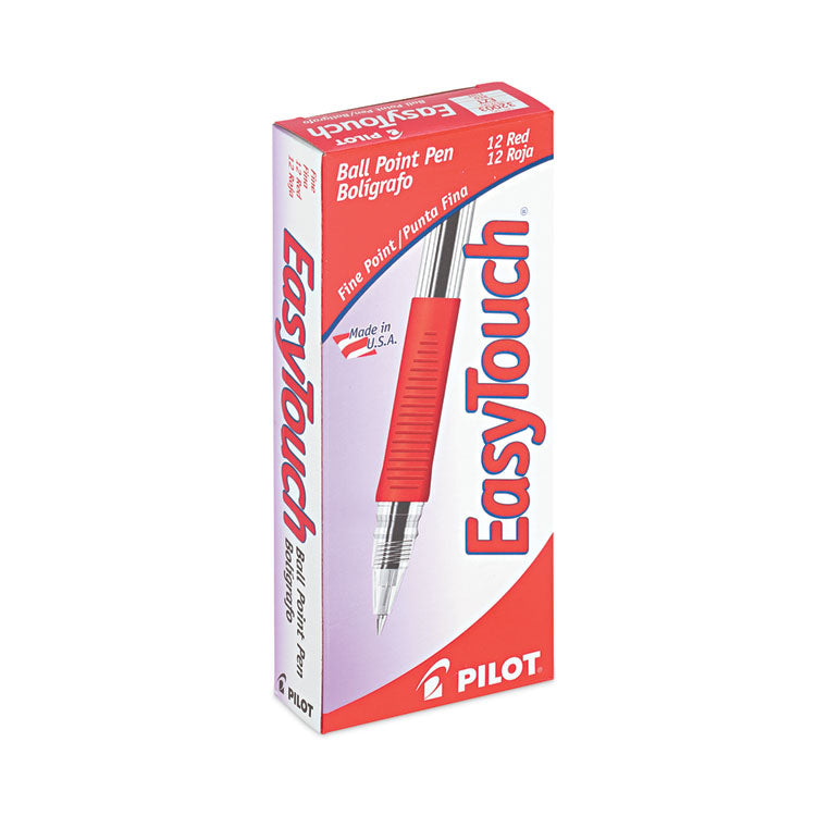 Pilot® EasyTouch Ballpoint Pen, Stick, Fine 0.7 mm, Red Ink, Clear/Red Barrel, Dozen (PIL32003)