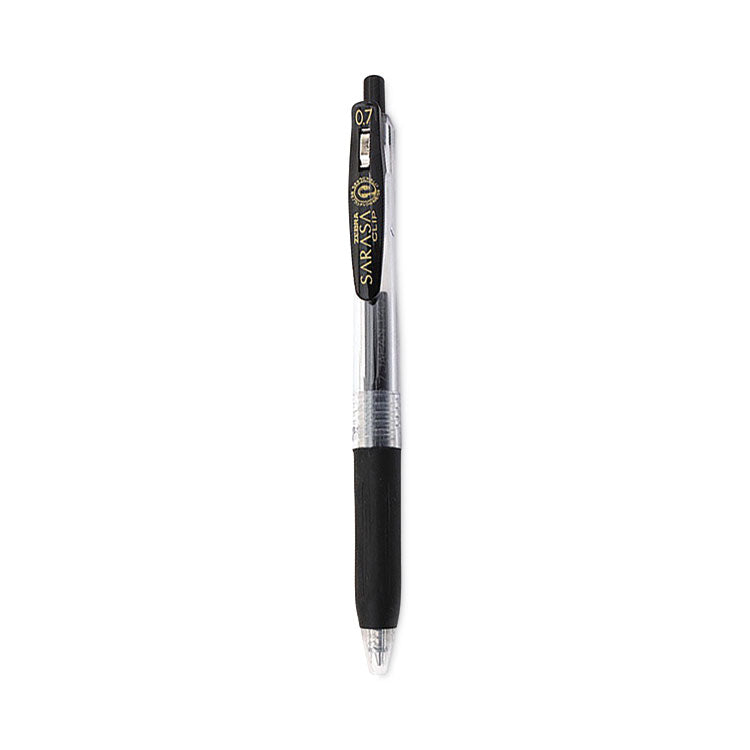 Zebra® Sarasa Clip Gel Pen, Retractable, Medium 0.7 mm, Black Ink, Clear/Black Barrel, 12/Pack (ZEB48710)