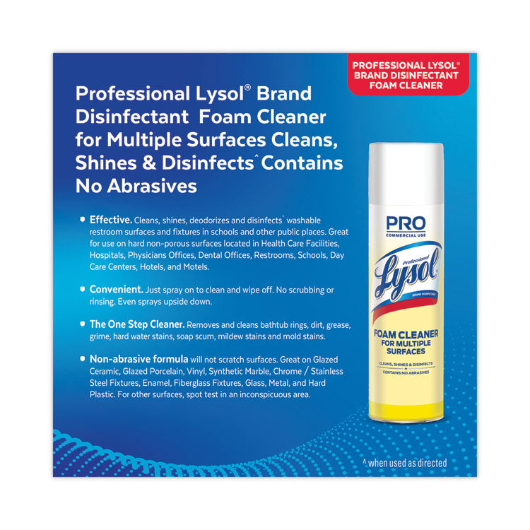 Professional LYSOL® Brand Disinfectant Foam Cleaner, 24 oz Aerosol Spray (RAC02775) Each