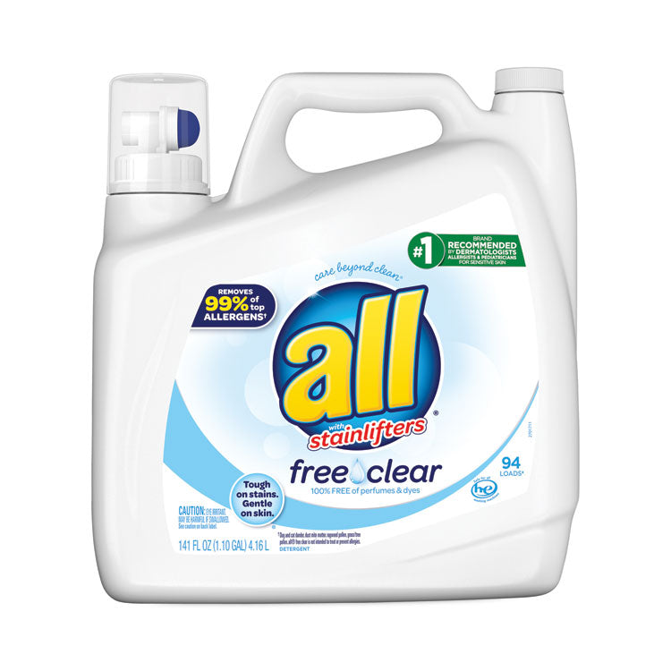 All® Ultra Free Clear Liquid Detergent, Unscented, 141 oz Bottle, 4/Carton (DIA46159) Case of 4