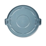 Rubbermaid® Commercial BRUTE Self-Draining Flat Top Lids for 10 gal Round BRUTE Container, 15.91" Diameter, Gray, 6/Carton (RCP260900GRAYCT) Case of 6