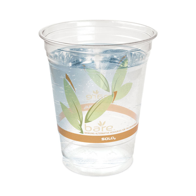 Dart® Bare Eco-Forward RPET Cold Cups, 12 oz to 14 oz, Leaf Design, Clear, Squat, 50/Pack (DCCRTP12BAREPK)
