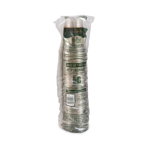 Dart® Bare Eco-Forward RPET Cold Cups, 16 oz to 18 oz, Leaf Design, Clear, 50/Pack (DCCRTP16DBAREPK)