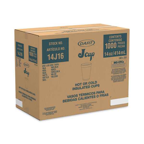 Dart® Foam Drink Cups, 14 oz, White, 1,000/Carton (DCC14J16)