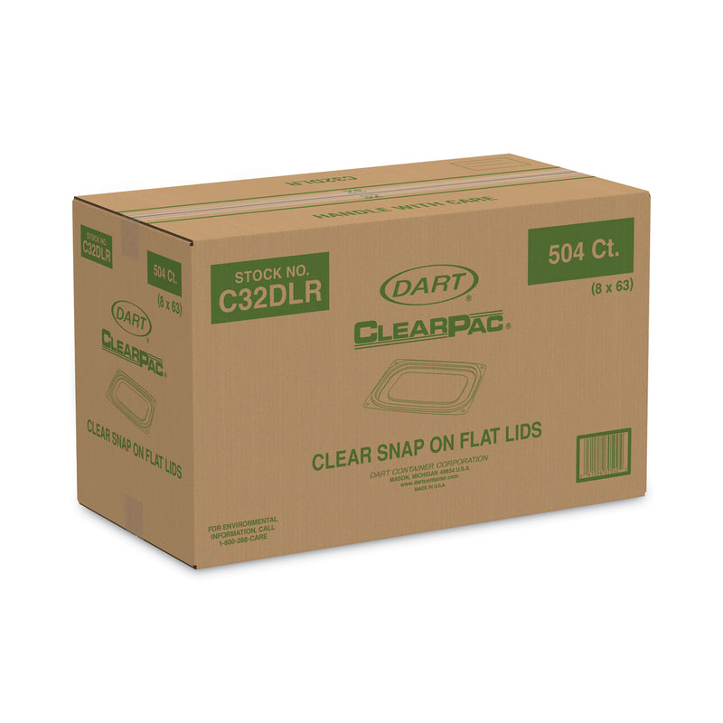 Dart® ClearPac Clear Container Lids, Flat, 6.5 x 7.5, Clear, Plastic, 63/Pack, 8 Packs/Carton (DCCC32DLR) Case of 504