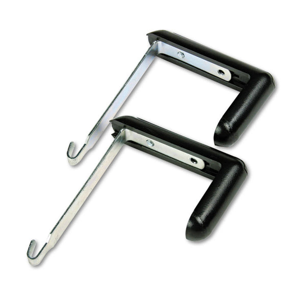 Quartet® Adjustable Cubicle Hangers, For 1.5" to 3" Thick Partition Walls, Aluminum/Black, 2/Set (QRT7502)
