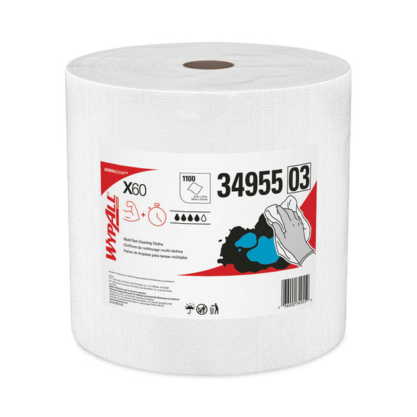 WypAll® General Clean X60 Cloths, Jumbo Roll, 12.2 x 12.4, White, 1,100/Roll (KCC34955)