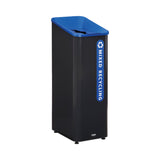 Rubbermaid Sustain Decorative Refuse with Recycling Lid, 15 gal, Metal/Plastic, Black/Blue (RCP2078994) Each