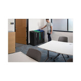 Rubbermaid Sustain Decorative Refuse with Recycling Lid, 15 gal, Metal/Plastic, Black/Blue (RCP2078994) Each