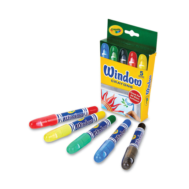 Crayola® Washable Window Crayons, Assorted Colors, 5/Set (CYO529765)