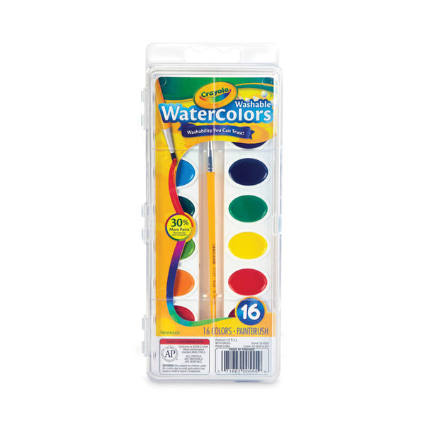 Crayola® Washable Watercolors, 16 Assorted Colors, Palette Tray (CYO530555) Each